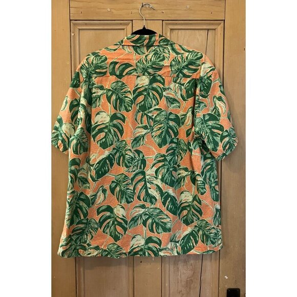 Hilo Hattie Men Monstera Aloha Hawaiian Floral Shirt Size XL Orange Green SP EXC - Picture 8 of 10